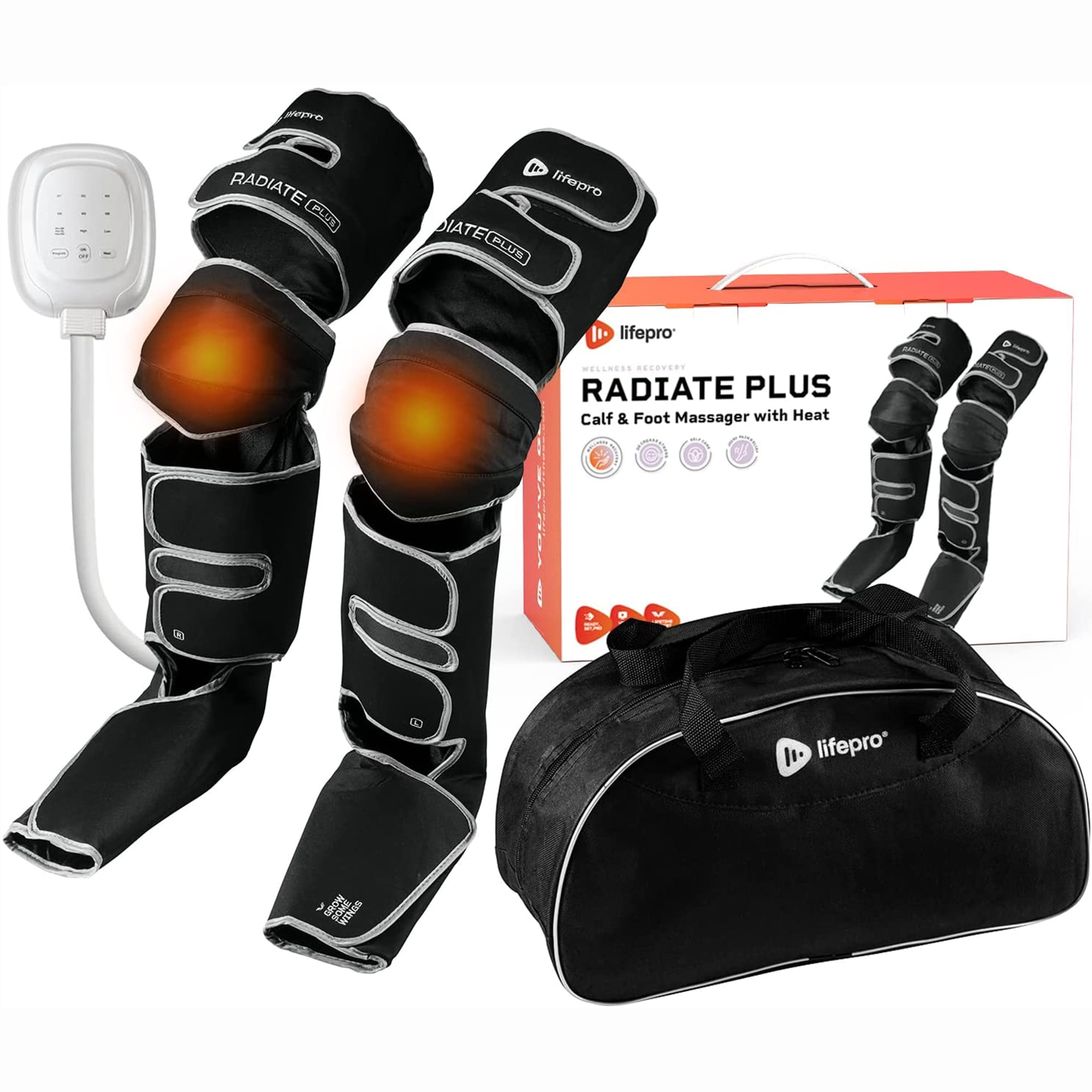 Lifepro Radiate Plus Heated Foot Massager Leg Compression Machine, Wide