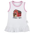 thumbnail image 2 of iDzn Farm Boy Red Barn Pattern Dresses For Baby, Newborn Babies Skirts, Infant Princess Dress, 0-24M Kids Graphic Clothes (White Sleeveless Dresses, 0-6 Months), 2 of 4