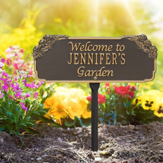 Garden Welcome Personalized Lawn Plaque - Bronze/Gold