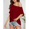 thumbnail image 3 of Zeagoo Womens Off Shoulder T-Shirts Lightweight Short Sleeves Chic Tops Casual Summer Wear, 3 of 6