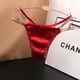 thumbnail image 1 of Tanga sexy de satén de seda fría, suave, hueca, de color sólido, de algodón, a la moda, para mujer, de cintura baja, 1 of 6