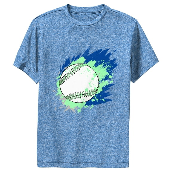 Boy's Lost Gods Baseball Paint Splatter  Performance Graphic Tee Royal Blue Heather Medium