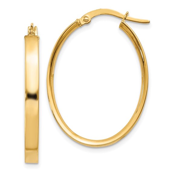 Auriga Fine Jewelry 10K Yellow Gold 3mm Oval Hoop Earrings for Women (L-19mm ; W-22mm)
