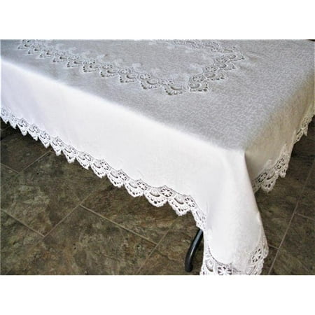 

Sinobrite H8139-F1-68x104 68 x 104 in. White European Lace with White Antique Fabric Tablecloth