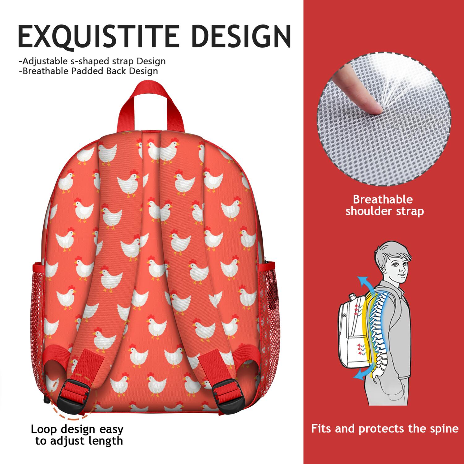 Floral Cat Design School Backpack - Breathable & Durable for Commuters