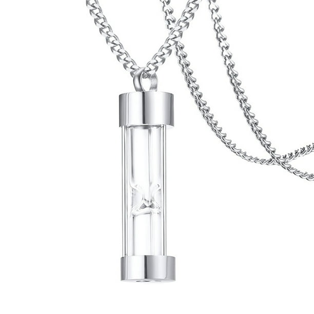 EeaseMX Collar con colgante de urna de cristal, reloj de arena, joyería conmemorativa, recuerdo