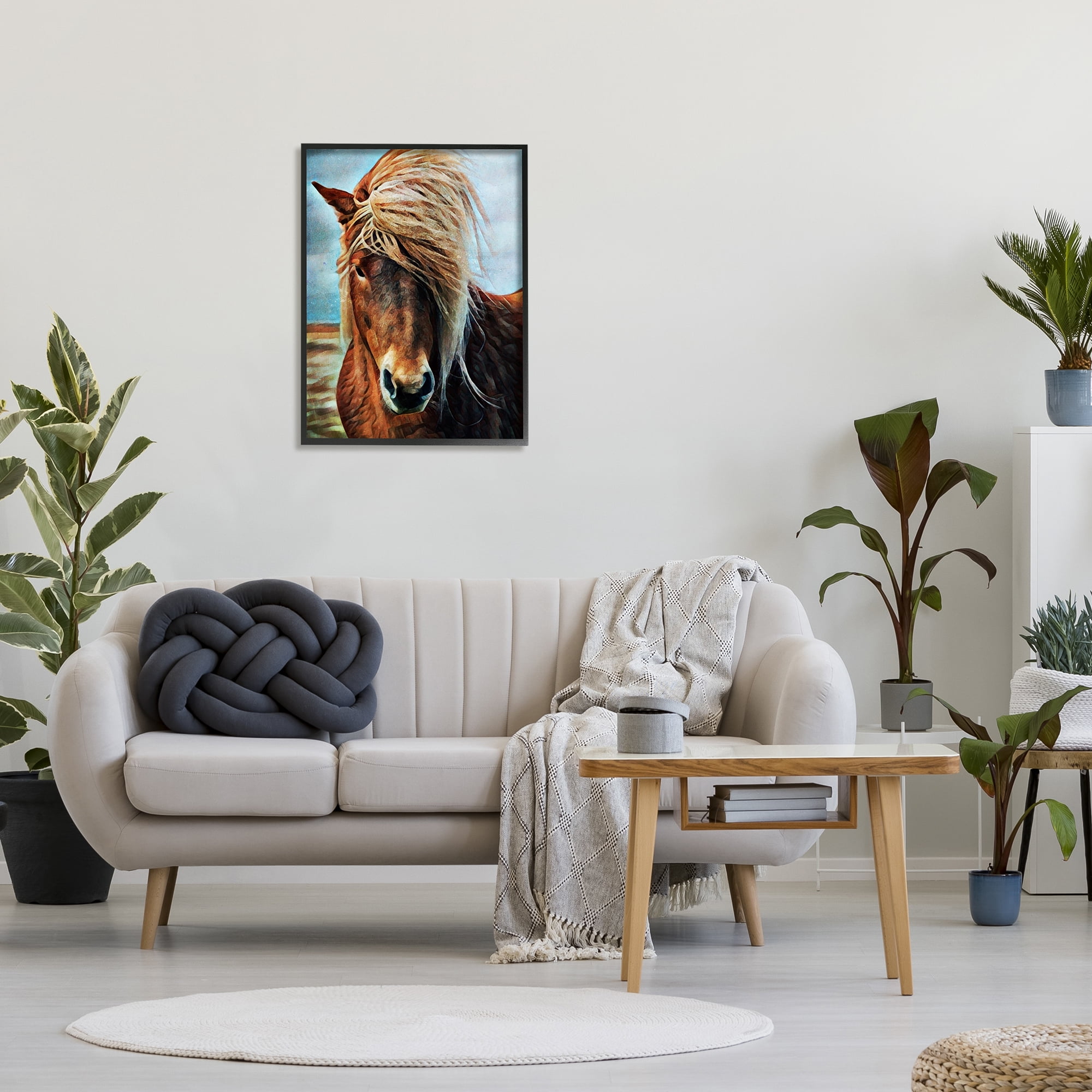 Stupell Windblown Mane Country Horse Animals & Insects Painting Black Framed Art Print Wall Art