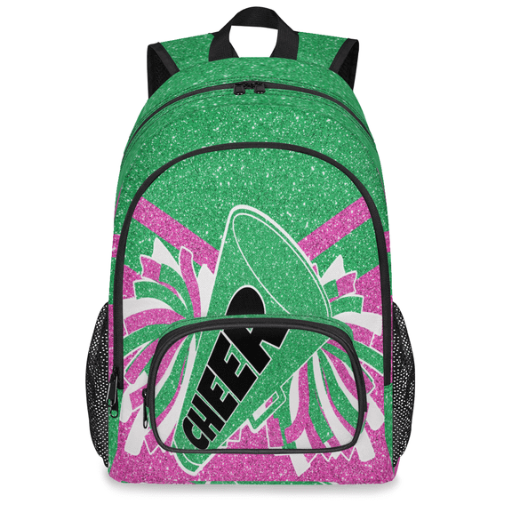 Herdesigns Cheer Laptop Backpack for Women Men, 18.3 Inch Large Cheerleading Green Pink Computer Backpacks Fashion Teacher Nurse Bag Casual Daypack for Work Travel