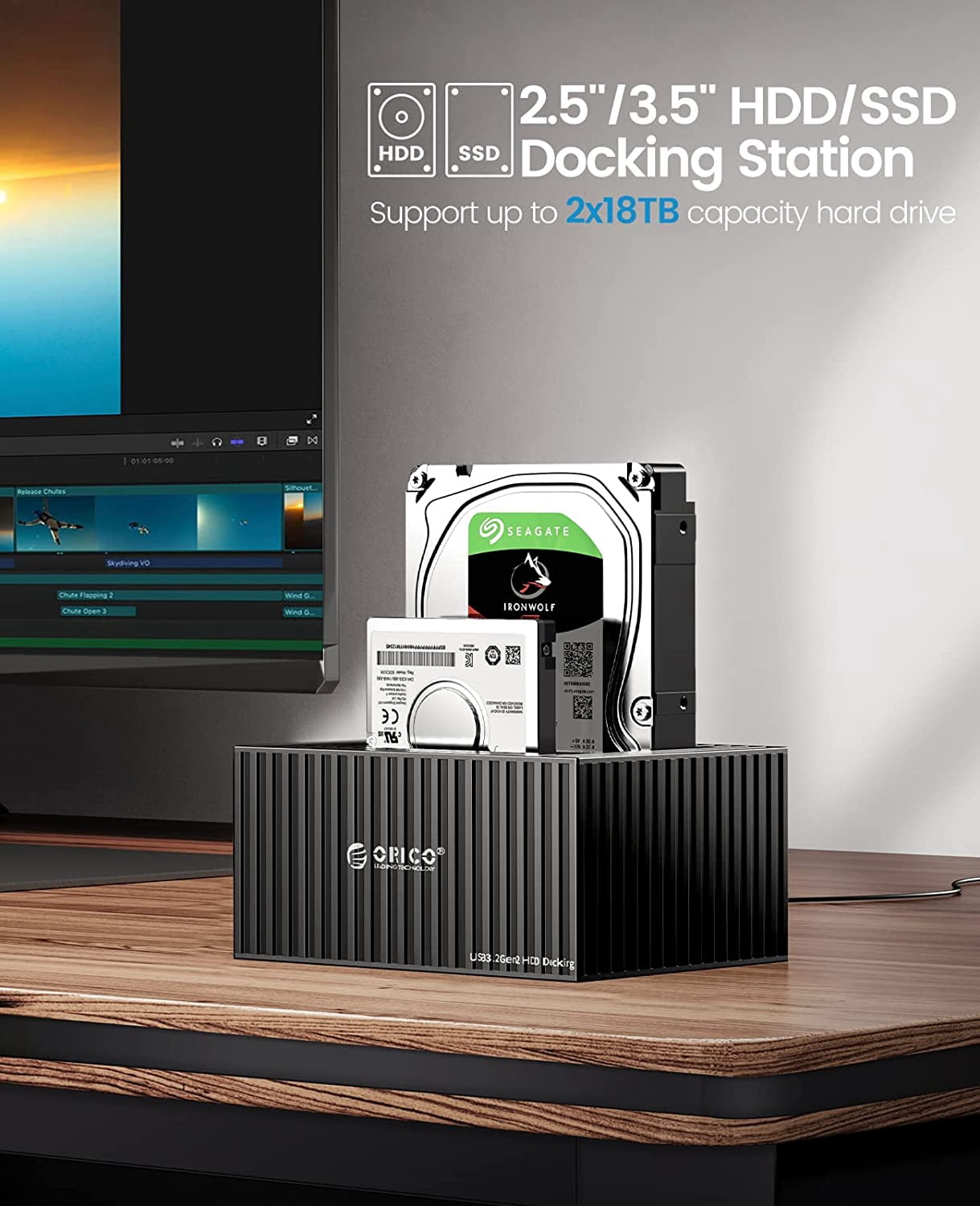 ORICO 2 Bay 2.5/3.5 Inch SATA External Hard Drive Docking Station ,with Duplicator/Offline Clone,Up to 10Gbps