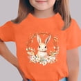 thumbnail image 2 of Girls Easter Bunny Shirt Orange Floral Graphic Tee Spring Top for Kids Soft Short Sleeve T-Shirt,Size 11-12T, 2 of 5