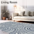 thumbnail image 2 of ODIKA 4'x6' Machine Washable Non-Slip Area Rug, Nautical Wave Motif Interlocking Medallion Farmhouse Vintage High Traffic Rug with Pad, Blue, 550234, 2 of 8