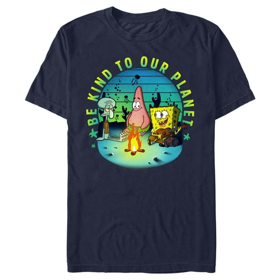Men's SpongeBob SquarePants Be Kind to Our Planet  Graphic Tee Navy Blue X Large
