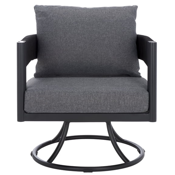 Safavieh Viola Modern Metal and Fabric Swivel Armchair, Black/Gray