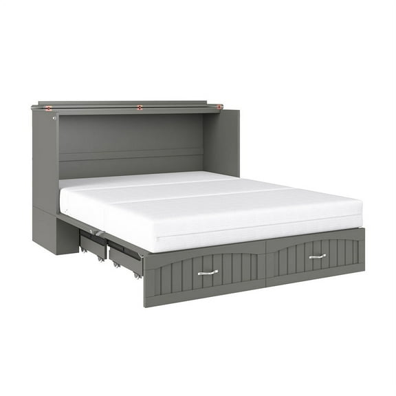 Bowery Hill Traditional Solid Wood Murphy Queen Bed in Gray