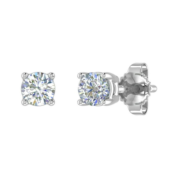 14K White Gold 4-Prong Set Round Diamond Stud Earrings (1/4 Carat)
