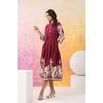 thumbnail image 4 of Wine Base With Cream Color Bold Flower Motif Midi Dress, 4 of 5