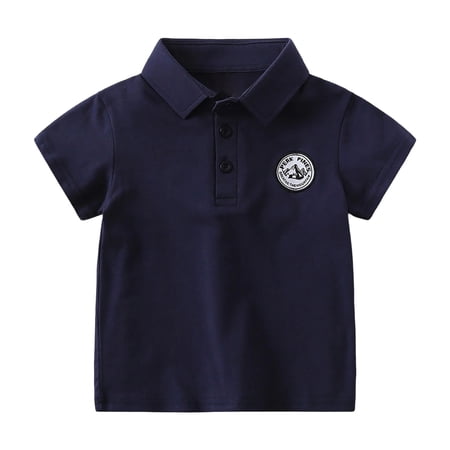 RMGVDSD Boys T Shirts Toddler Kids Summer Casual Polo Shirt Short Sleeve Tops With Embroidered Classic Collar Stylish Solid Color Tee Shirts 12-18 Months