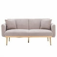 thumbnail image 2 of Futon Sofa Bed,Convertible Sleeper Sofa with Armrest and Adjustable Backrest,Upholstered Teddy Fabric Accent Couch Loveseat Sofa with Golden Metal Legs,for Living Room Bedroom Living Room Bedroom, 2 of 7