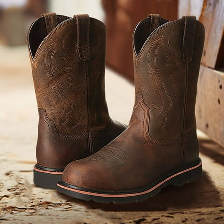 

SQUARE HEAD Men s Boots Big Tree Elements Western Cowboy Boots Embroidery Craft Retro Men s Boots Brown 43