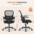 thumbnail image 2 of Office Computer Desk Chair, Ergonomic Mid-Back Mesh Rolling Work Swivel Task Chairs with Wheels, Comfortable Lumbar Support, Comfy Flip-up Arms for Home, Bedroom, Study, Student, Black, 2 of 7
