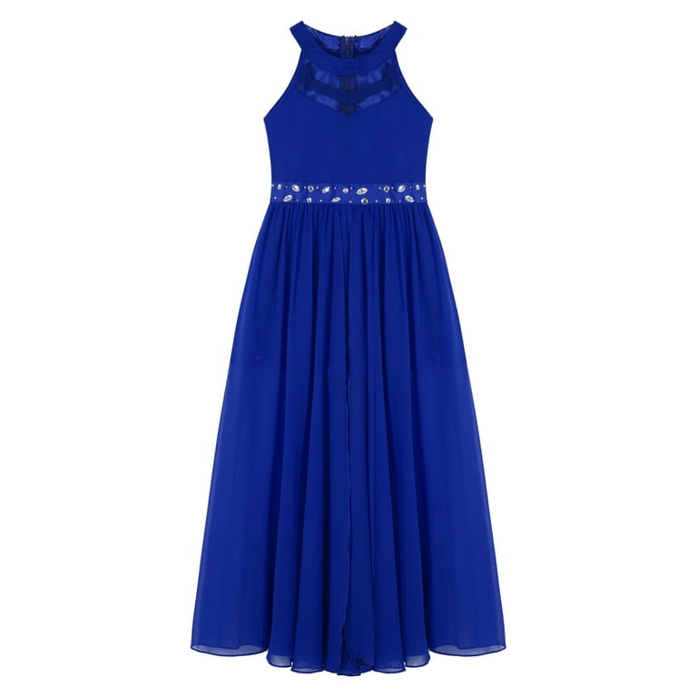 YONGHS Kids Girls Romper Maxi Dress Junior Wedding Bridesmaid Dresses Royal Blue 14 Walmart