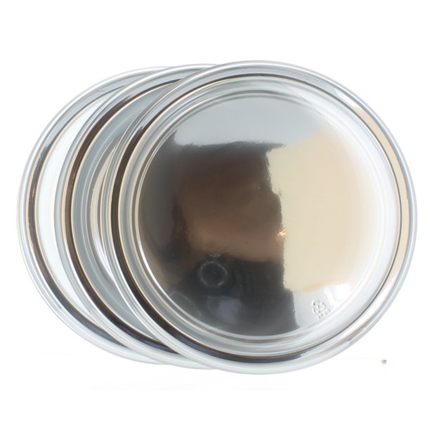 Lot of 3 Round Silver Serving Trays 12" Disposable Plastic Flat Dinner