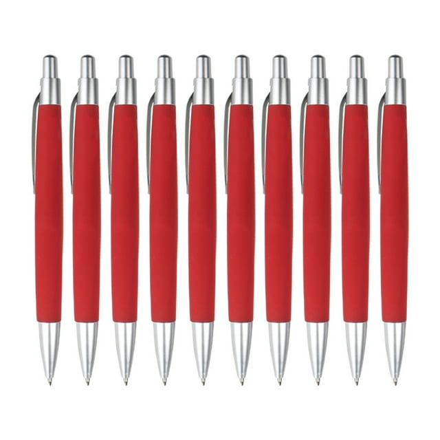SIYTUAU 10 Pack Retractable Red Ballpoint Pens Basic Smooth Writing 1.0Mm Tip Office School Supply Pens Red