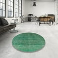 thumbnail image 3 of Ahgly Company Indoor Round Mid-Century Modern SeaGreen Oriental Area Rugs, 3' Round, 3 of 6