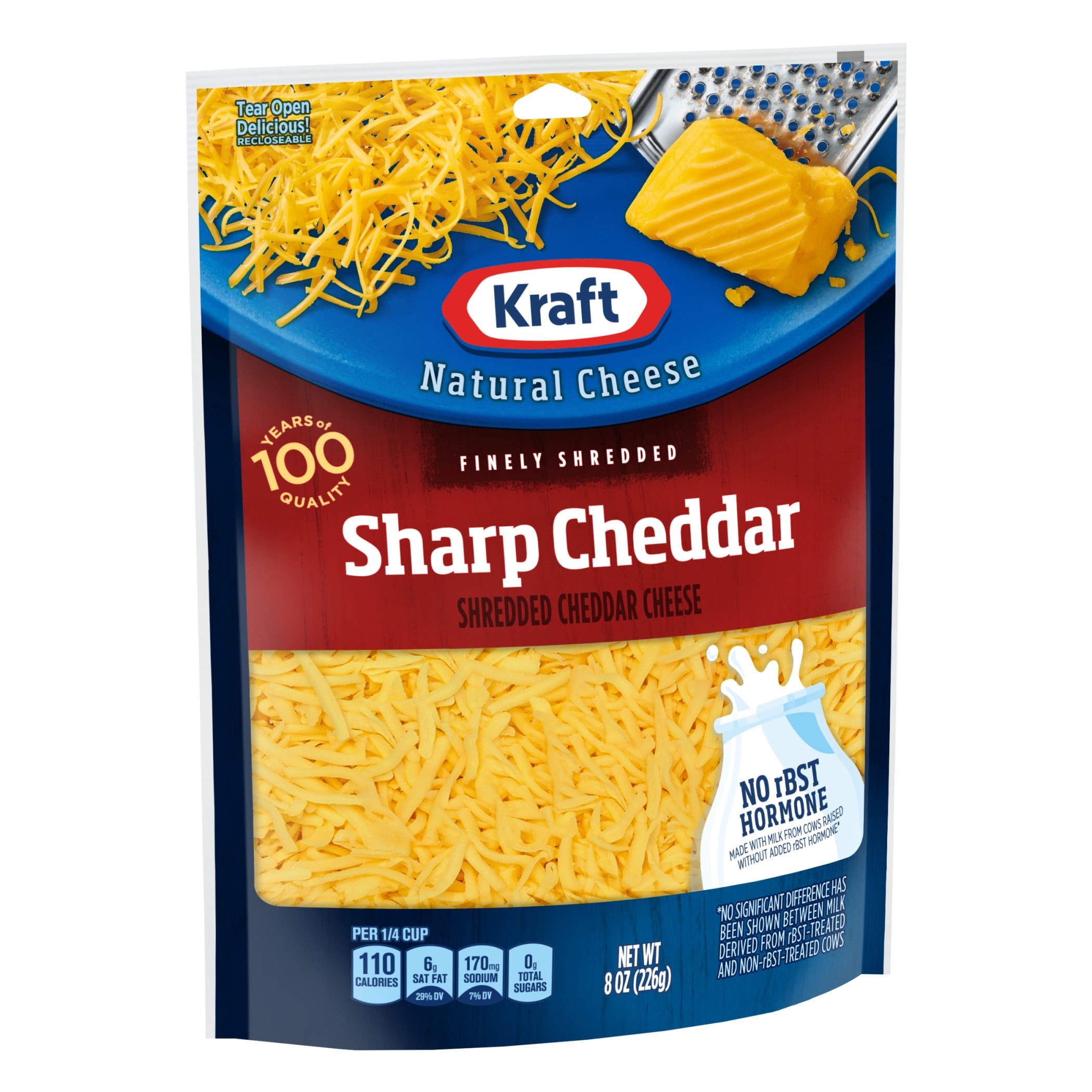 Kraft Natural Sharp Cheddar Finely Shredded Cheese, 8 oz Bag