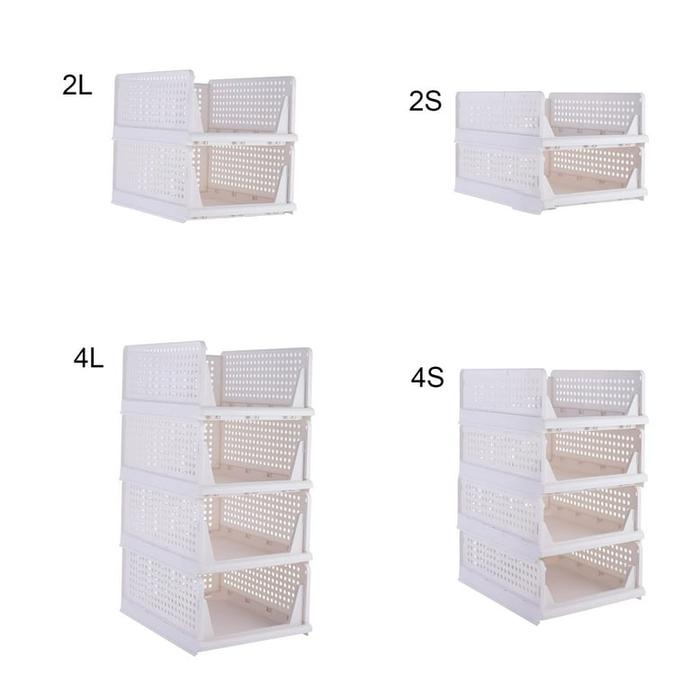  3-tier Sliding Closet Organizers and Drawer Storage Shelves,  Stackable Storage Bins for Jean Pants Sweaters, Wardrobe Cupboard Organizer  for Clothe-White : Home & Kitchen
