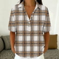 thumbnail image 6 of Zulora Women's Short Sleeve Plaid Shirt Casual Flannel Button Down Tops, 6 of 7