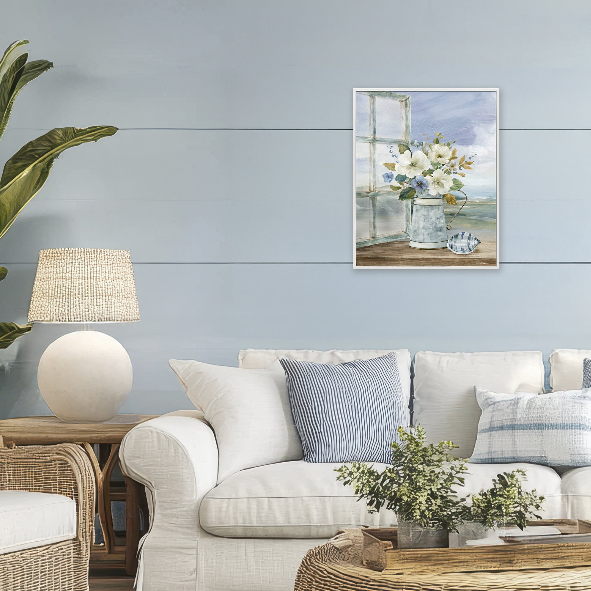 Stupell Industries Seaside Floral Bouquet Window White Framed Giclee Art, design by Carol Robinson