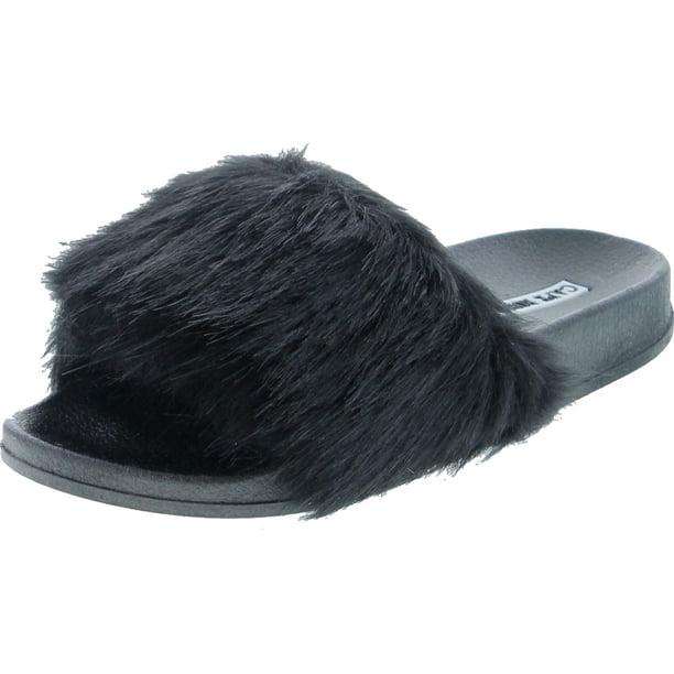 cape robbin faux fur slides