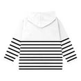thumbnail image 6 of Jinhomg Girls Zip Up Hoodies Stylish Striped Jacket Kids Zipper Hooded Sweatshirt Preppy Top with Pockets White 140, 6 of 9