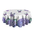thumbnail image 5 of Purple Flower Butterfly Pattern Round Tablecloth 60"x60",Wrinkle Wipeable Table Cloth for Kitchen Dining Room Picnic Patio Party, 5 of 6