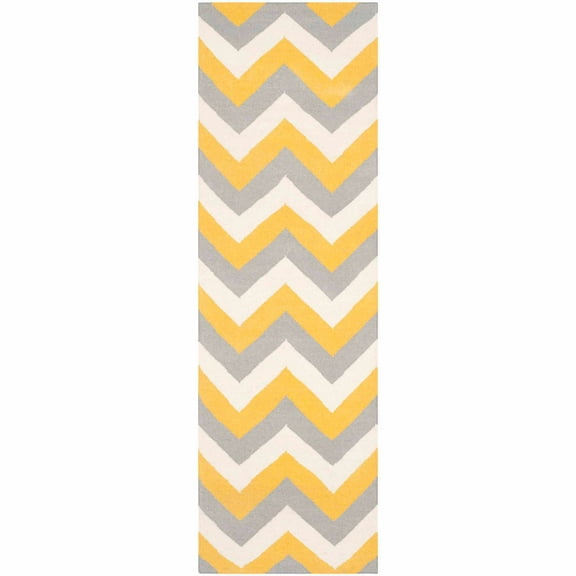 SAFAVIEH Dhurries Wenona Geometric Runner Rug, Gold/Grey, 2'6" x 6'