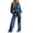 Dark Blue, variant on Sweatsuits Women 2 Piece Outfit 2026 Solid Drawstring Wide Leg Sweatpants Crew Neck Long Sleeve Cropped Tracksuit