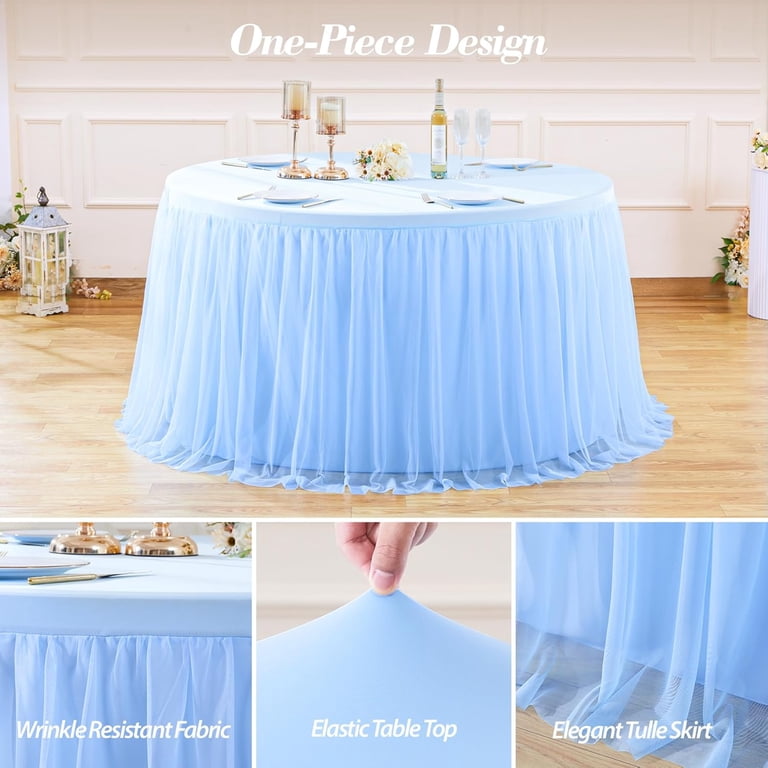 6 Pack Black Round Spandex Tablecloths – 60 Inch Stretch Fitted Table Cover With Skirt, Washable & Wrinkle Free