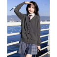 thumbnail image 5 of Suéter de lana tipo cárdigan Kawaii original, suéter de lana con cuello en V para mujer, suéter de uniforme JK japonés, moderno y vanguardista, 5 of 5