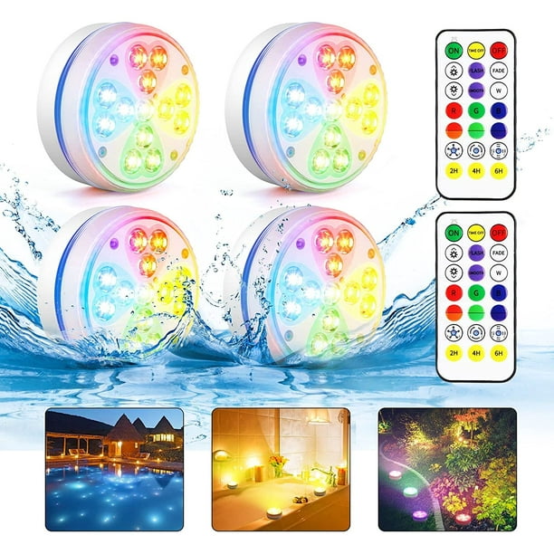 Toodour Swimming Pool Lights, 4 Pack Submersible Led Lights with Remote