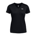 thumbnail image 1 of Camiseta Under Armour Tech para mujer, manga corta, cuello en V, negro/blanco, 1 of 2