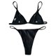 thumbnail image 2 of VISgogo Bikini para Mujer Conjunto de 2 Piezas, Sujetador con Cuello en V con Estampado de Sonrisa/Calavera de Dibujos Animados + Traje de baño con Tanga de Cintura Baja para el Verano VISgogo moda, 2 of 5
