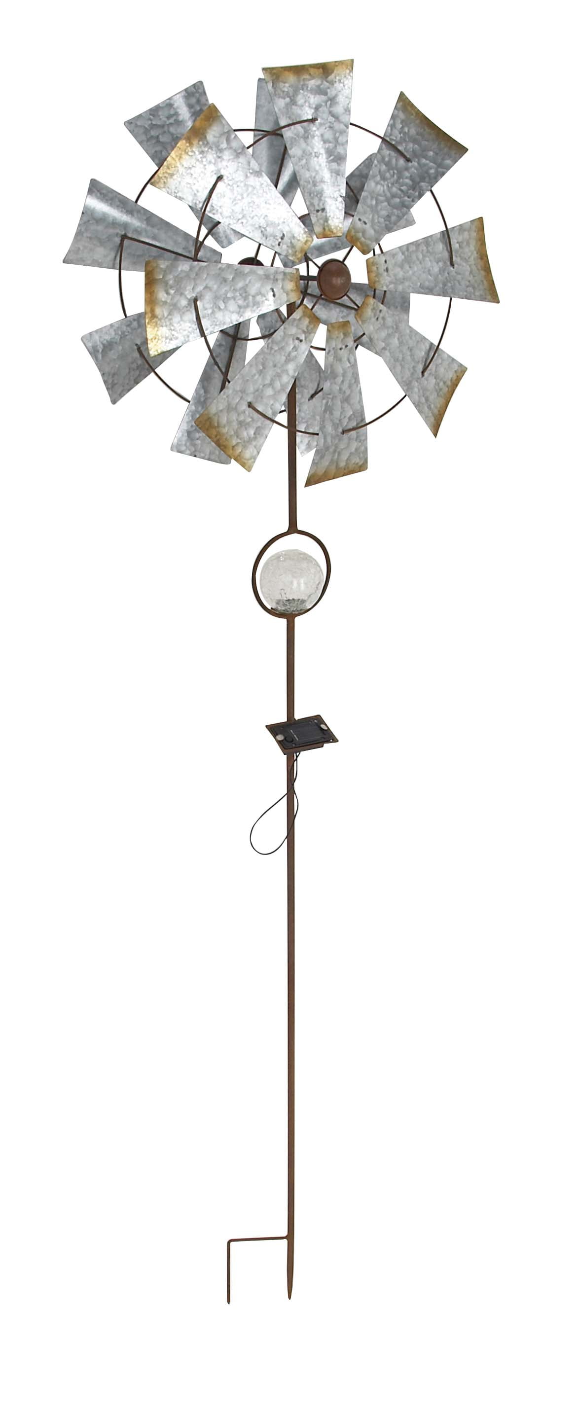 Decmode Rustic Iron Solar 8-Bladed Windmill, Silver by DecMode