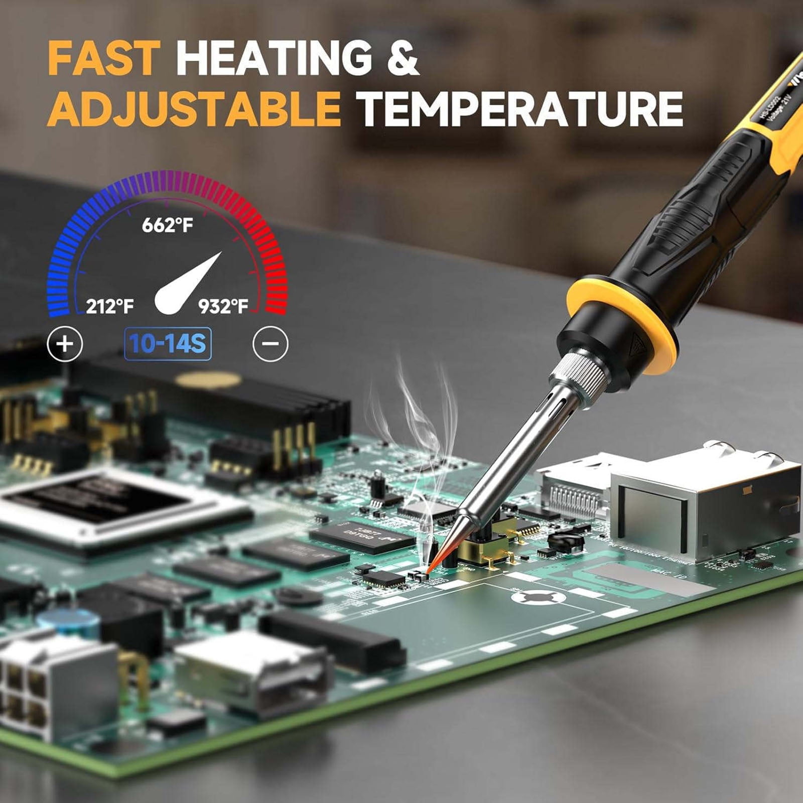 JIAHAOO Cordless Soldering Iron Station Compatible with Battery Digital Display Adjustable Temperature with 2 Auxiliary Helpers