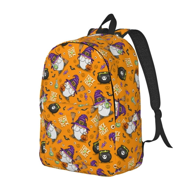 Vsdgher Halloween Witches Gnome Print Canvas Backpack Travel Rucksack Unisex Knapsack 15.7/17.7Inch Laptop Backpack for Work,College-Small
