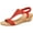 Red, variant on Womens Red T-Strap Step Round Toe Wedge Slip On Slingback Sandal 9.5 M
