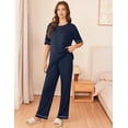 thumbnail image 3 of EKOUAER Lounge Sets for Women Waffle Knit Womens Pajama Sets 2 Piece Pjs Sets with Pockets Short Sleeve Top Long Pant, 3 of 6