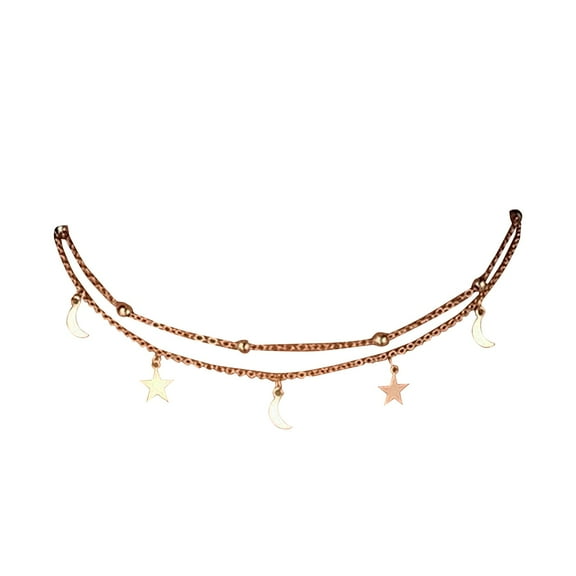 Easdesey Star Moon Charm Necklace Layering Chain Choker for Women