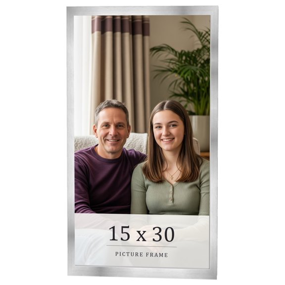 15x30 Frame Silver Real Wood Picture Frame Width 0.75 inches | Interior Frame Depth 0.5 inches |