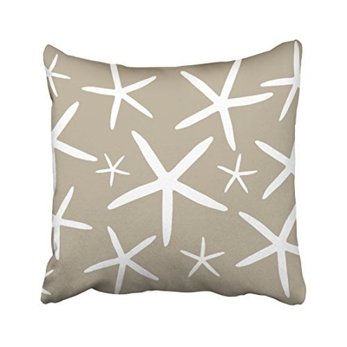 Winhome Square Throw Pillow Covers Skinny Starfish Tan Sand